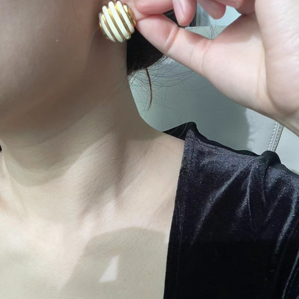 Vintage Givenchy Signed Pierced Button Earrings F… - image 7